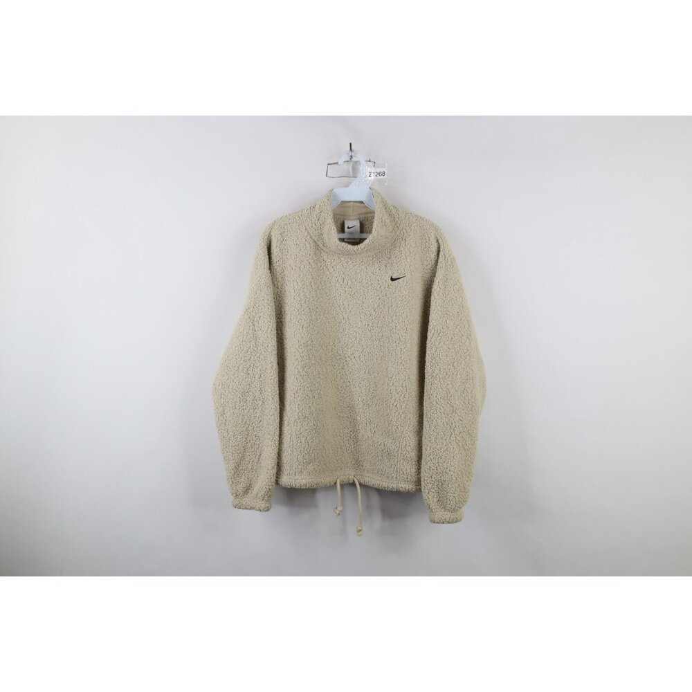 Nike Therma Womens S Oversized Travis Scott Mini Swoosh Deep Pile Fleece Sweater
